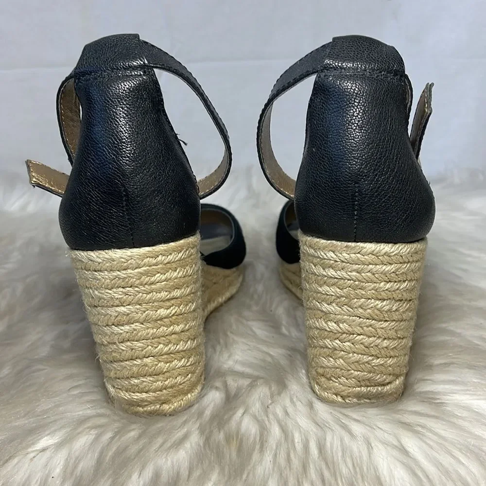 Sam Edelman Brenda Black Vegan Sueded Strappy Espadrilles‎ Sz 6.5